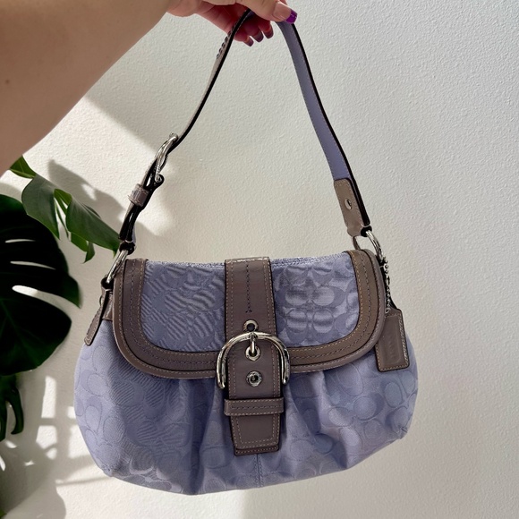 💜 RARE Coach Y2K Soho Signature Purple Shoulder Bag F15203 💜 - Picture 1 of 8